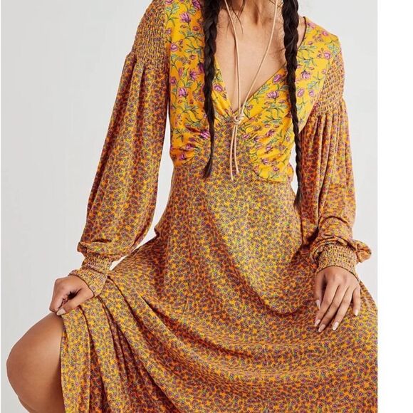 FREE PEOPLE - Love Story Maxi In Golden Pollen Combo - Picture 6 of 9